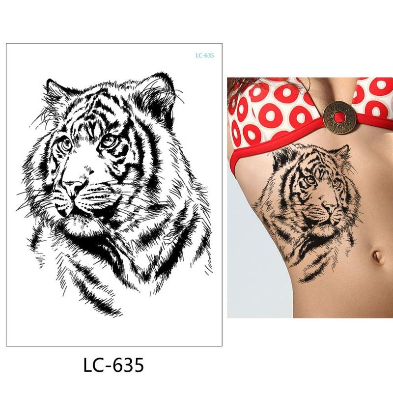 Glaryyears Tiger Lion Temporary Tattoo for Men Women Adults, 8-Pack Forest Animal Design Fake Tattoos Sticker, Water Transfer Long-lasting Realistic Tattoos for Body Arm Leg Chest Back - Image 5