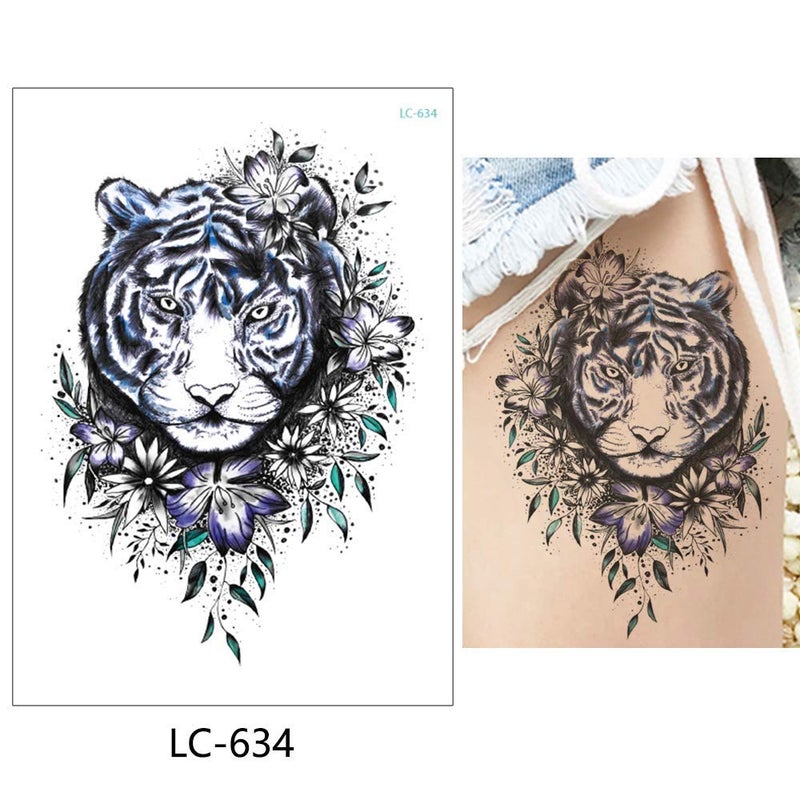 Glaryyears Tiger Lion Temporary Tattoo for Men Women Adults, 8-Pack Forest Animal Design Fake Tattoos Sticker, Water Transfer Long-lasting Realistic Tattoos for Body Arm Leg Chest Back - Image 4