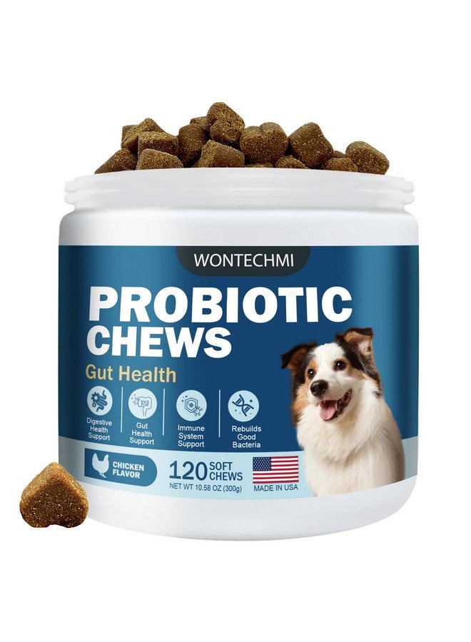 وونتيكمي البروبيوتيك للكلاب، تحسين حكة الجلد، حكة الأذن، صحة الأمعاء، توازن الخميرة، الحساسية، المناعة، البروبيوتيك للكلاب والإنزيمات الهضمية مع البريبايوتكس، تقليل الإسهال (دجاج، 120 مضغة) - Image 1