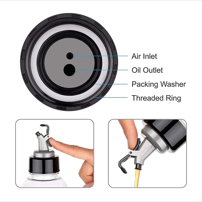 ROSEFINCH Oil Sprayer for Cooking Refillable Glass Oil Dispenser 500 ml Oil Bottle with Stopper with Mini Funnel Vinegar Glass Bottle for BBQ Salad Baking Grilling Roasting and Frying 2 Piece - Image 2