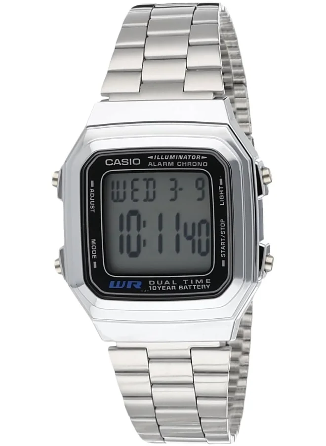 CASIO Casio Unisex Watch Grey Dial, Silver Band, A178WA-1ADF