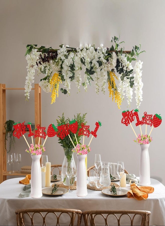 InIsaJace Berry First Birthday Decor - 16PCS Berry First Birthday Centerpiece Sticks Deoration 1st Birthday Glitter Table Centerpieces Decorations Strawberry Theme Party Table Toppers Supplies - Image 4