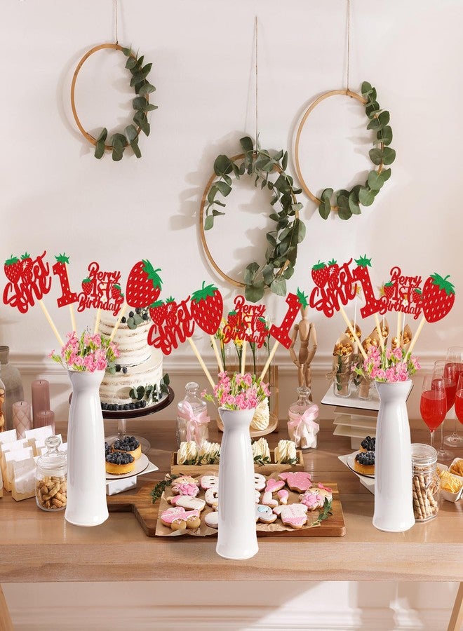 InIsaJace Berry First Birthday Decor - 16PCS Berry First Birthday Centerpiece Sticks Deoration 1st Birthday Glitter Table Centerpieces Decorations Strawberry Theme Party Table Toppers Supplies - Image 5