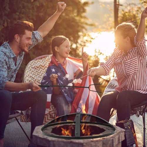 Suzile 22 Inch Heavy Duty Fire Pit Spark Screen Round Mesh Fire Pit Cover Fire Pit Lid Fire Pit Mesh Screen with Handle and Lifter Tool for Outdoor Firepit Stove Fireplace (Black) - Image 5