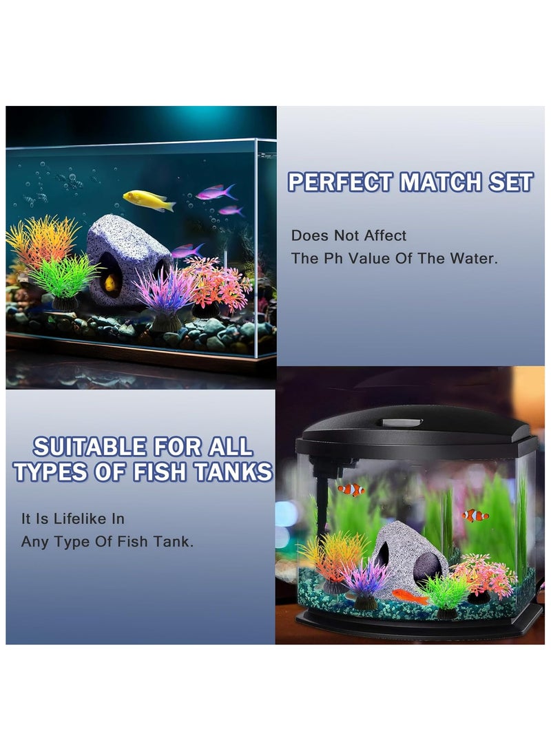 NANAO Aquarium Hideaway Rock Cave, Ceramic Fish Tank Decorations for Betta, Shrimp & Guppy, Safe & Non-Toxic Aquarium Accessories, Fish Tank Ornament with 1 Rock & 4 Decorative Seagrasses  - Image 5