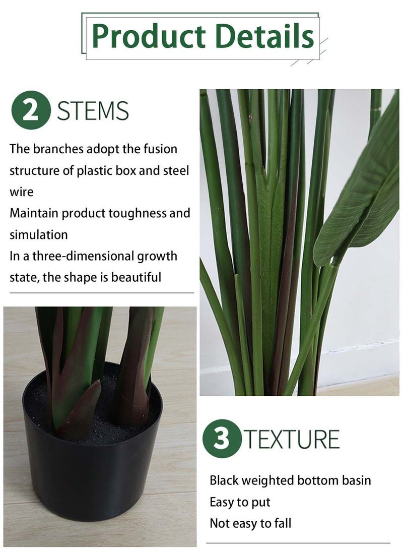 Viden 120CM Artificial Tree Fake Plant Pot Artificial Tree Decorative Greenery Belt Realistic Green Traveler Banana Leaf and Plastic Pot Home Decor Office Indoor Outdoor Balcony Living Room  - Image 4