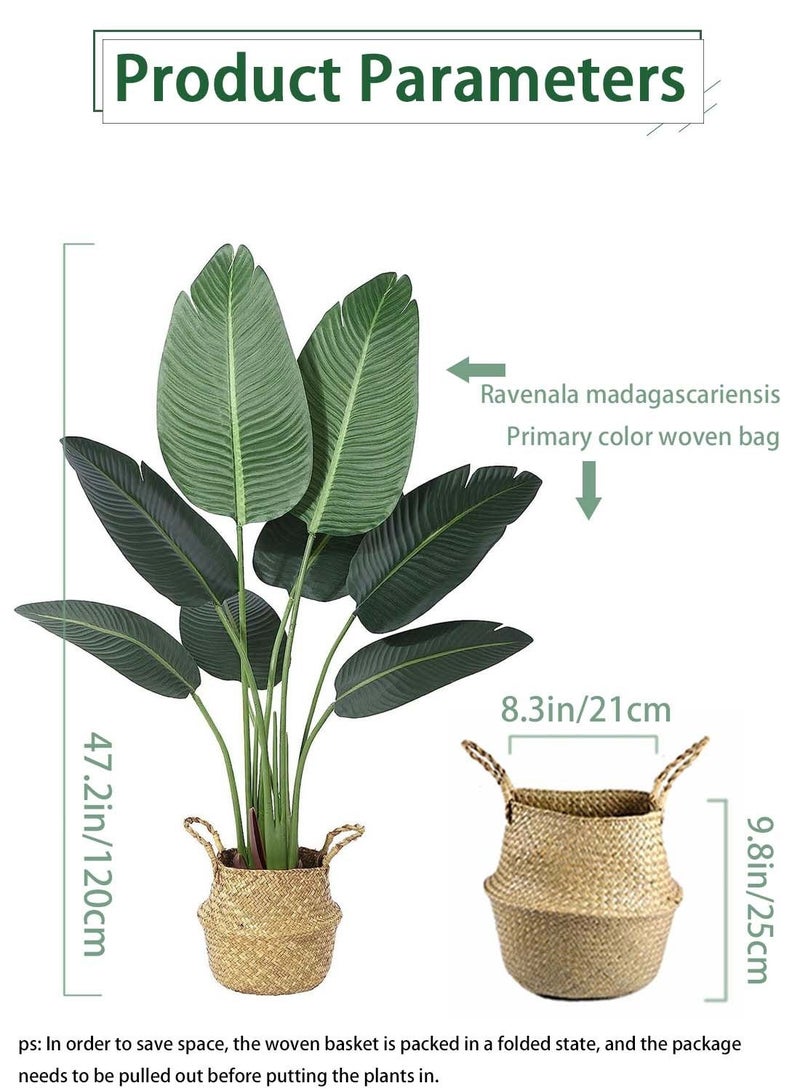 Viden 120CM Artificial Tree Fake Plant Pot Artificial Tree Decorative Greenery Belt Realistic Green Traveler Banana Leaf and Plastic Pot Home Decor Office Indoor Outdoor Balcony Living Room  - Image 5