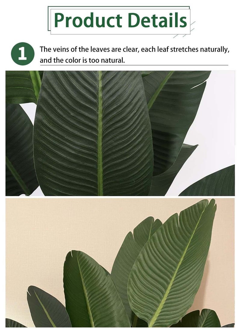 Viden 120CM Artificial Tree Fake Plant Pot Artificial Tree Decorative Greenery Belt Realistic Green Traveler Banana Leaf and Plastic Pot Home Decor Office Indoor Outdoor Balcony Living Room  - Image 3