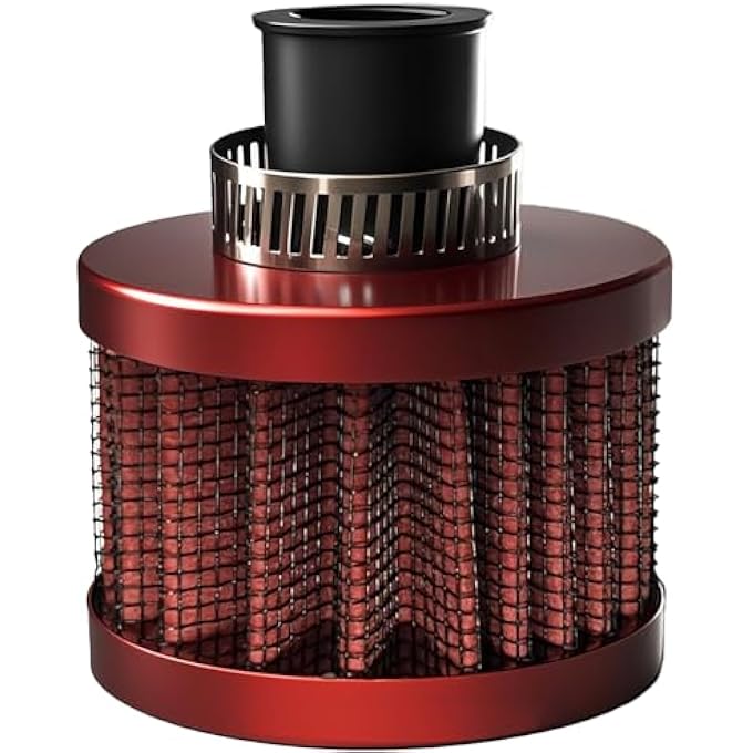 3DSKY Universal Cold Air Intake Filter, 12mm Air Intake Filter High Performance Turbo Vent Breather for Car & Motorcycle (Red) - Image 1