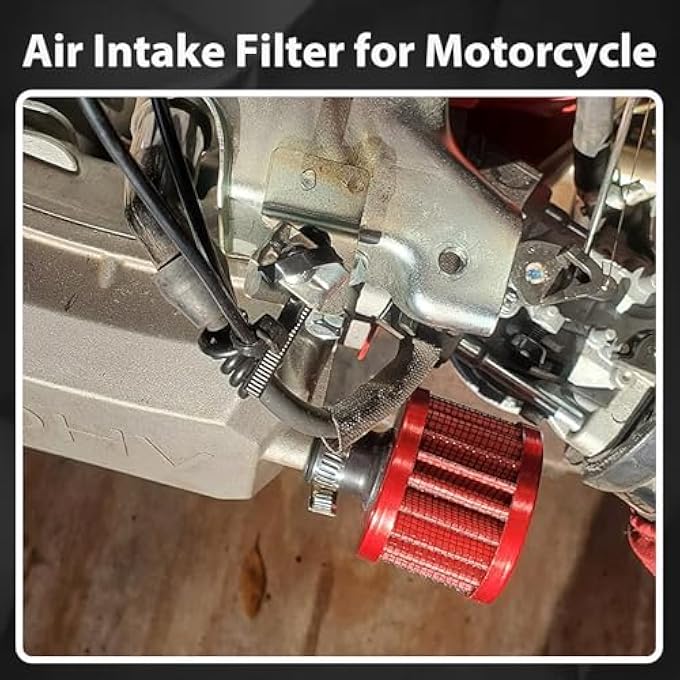 3DSKY Universal Cold Air Intake Filter, 12mm Air Intake Filter High Performance Turbo Vent Breather for Car & Motorcycle (Red) - Image 5