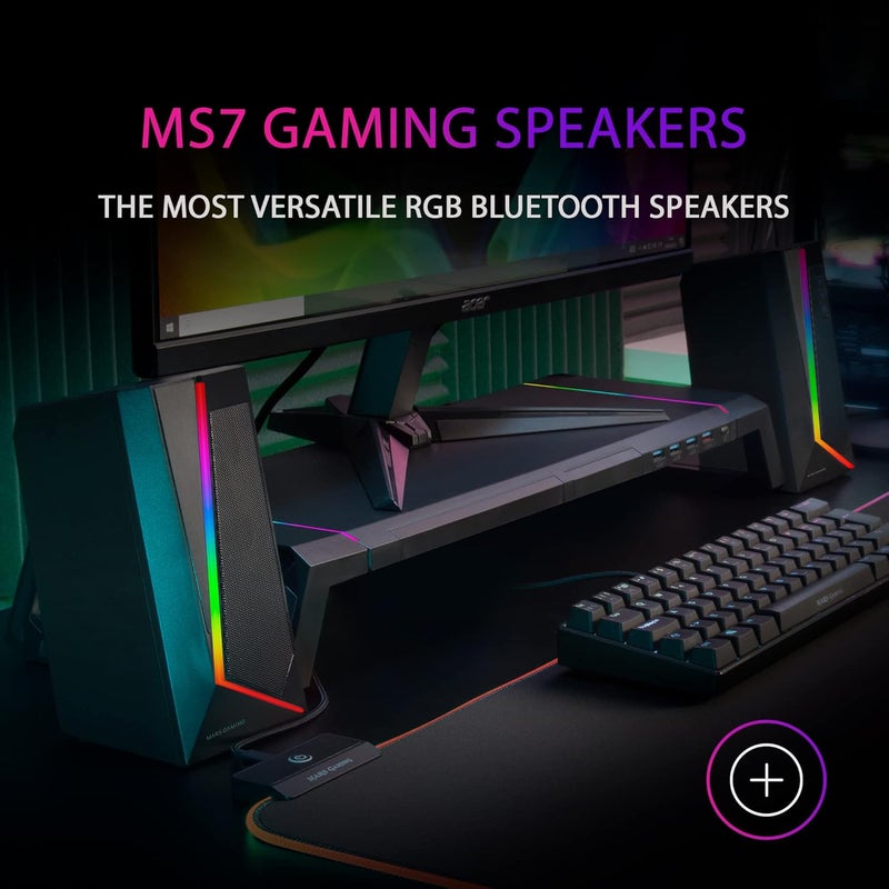 مارس_جيمنج مارس جيمنج MS7، مكبر صوت RGB، بلوتوث 5.0 + مقبس 3.5، صوت DSP 20 واط، أسود - Image 2
