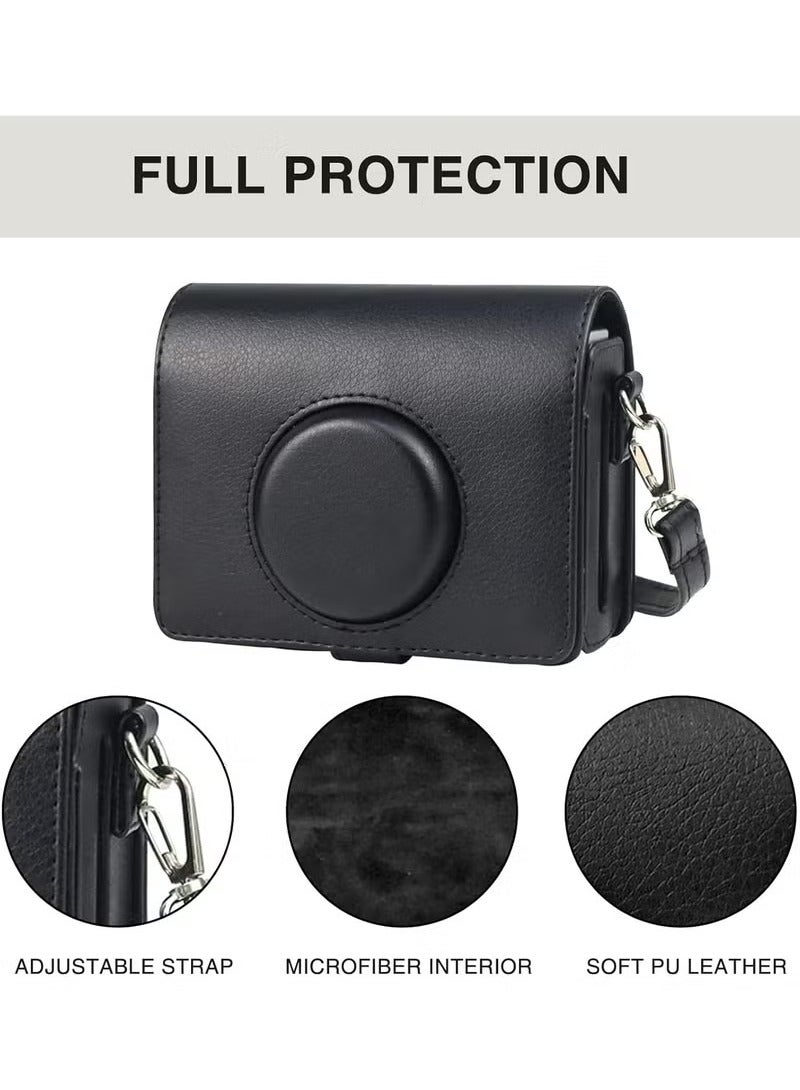 Case for Fuji Mini EVO,Camera Case Compatible for Fuji Mini EVO Camera with Adjustable Shoulder Strap in Black Lychee Texture Horizontal Style - Image 3