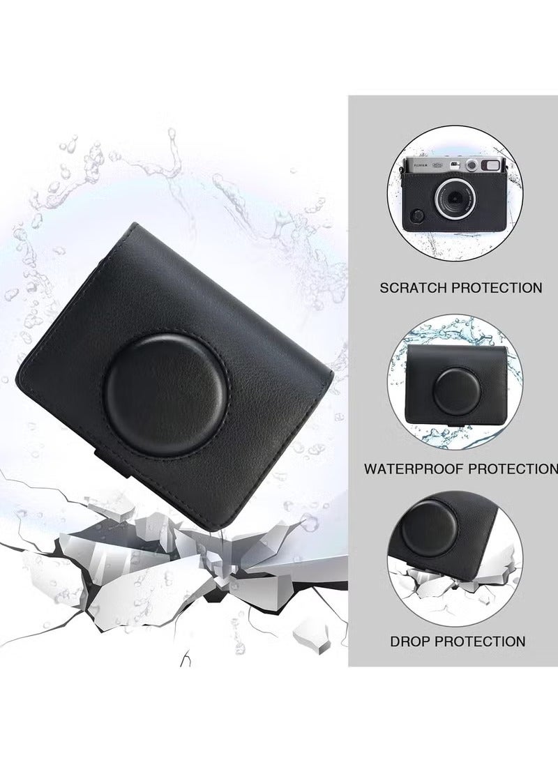 Case for Fuji Mini EVO,Camera Case Compatible for Fuji Mini EVO Camera with Adjustable Shoulder Strap in Black Lychee Texture Horizontal Style - Image 5
