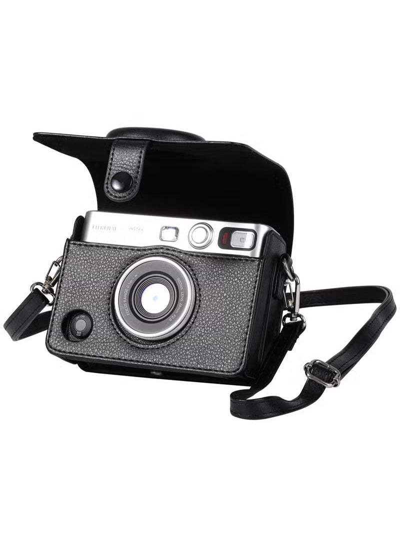 Case for Fuji Mini EVO,Camera Case Compatible for Fuji Mini EVO Camera with Adjustable Shoulder Strap in Black Lychee Texture Horizontal Style - Image 1