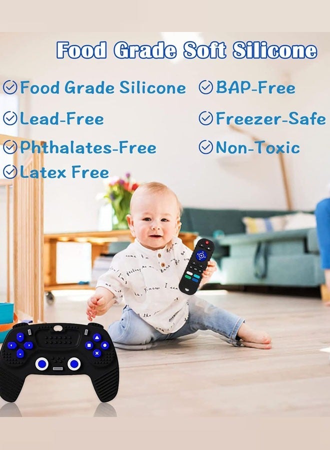 كابتن تيك 2 Pack Baby Teether Toy, 2 Pack Remote Control and Game Controller Teething Toys for Baby 3-24 Months and Up, Chew Toys for Boys and Girls Gifts, Black - Image 2