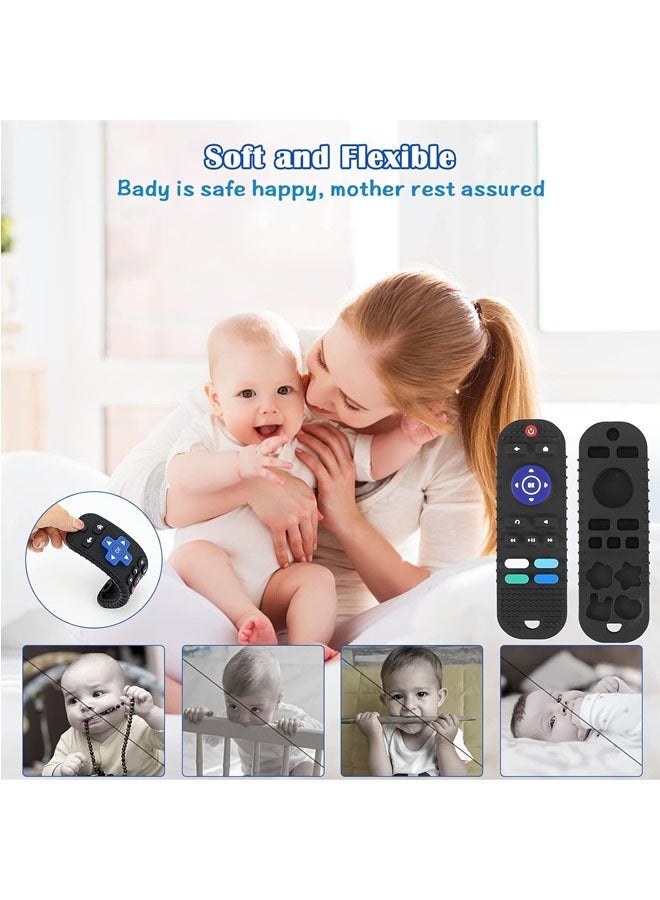 كابتن تيك 2 Pack Baby Teether Toy, 2 Pack Remote Control and Game Controller Teething Toys for Baby 3-24 Months and Up, Chew Toys for Boys and Girls Gifts, Black - Image 5