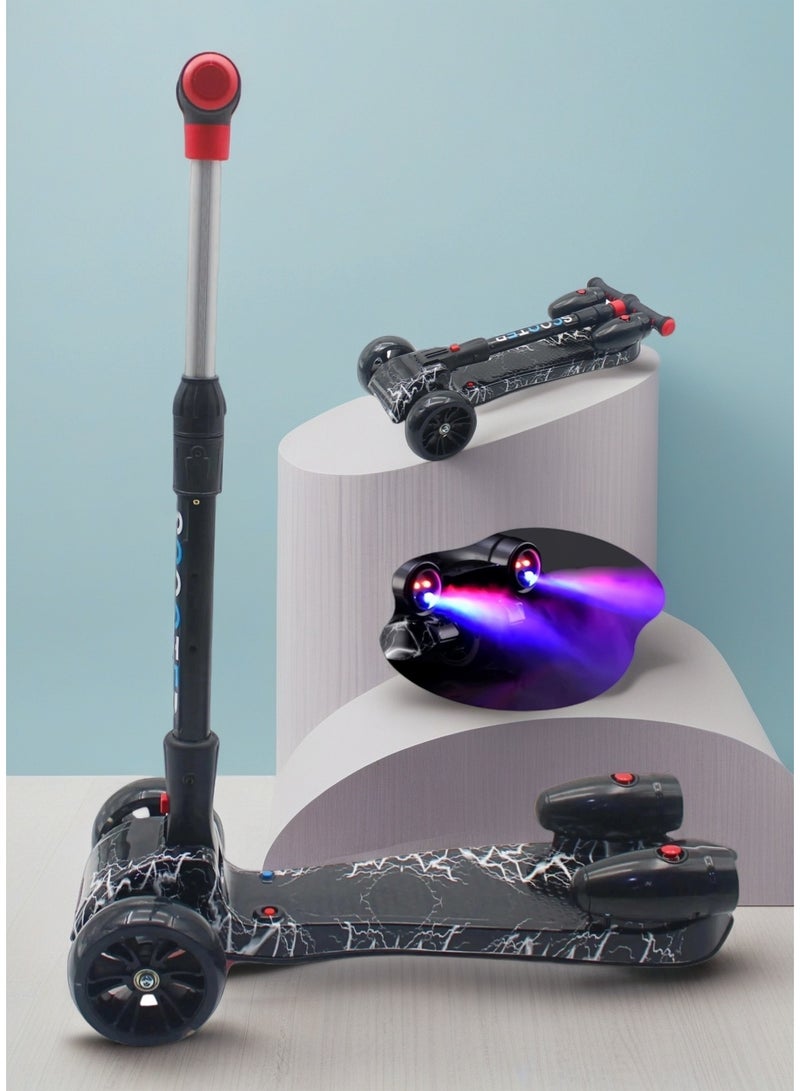 EASY FUTURE EASY FUTUTRE Foldable 3 Wheel Kick Scooter for Boys & Girls – Light-Up LED Wheels, Bluetooth Music, Water Spray Smoke Effect – Safe Lean to Steer, for Ages 3 to 14 - Image 1