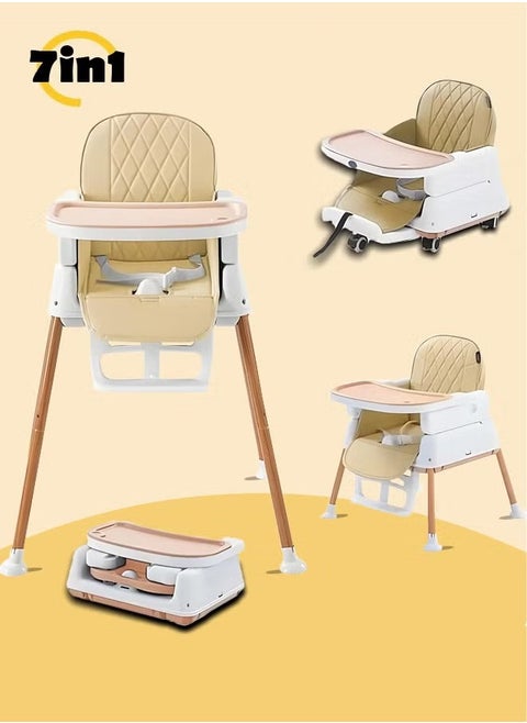 7-In-1 Adjustable And Foldable, 5-Point Safety Belt Toddler Baby Dining Chair