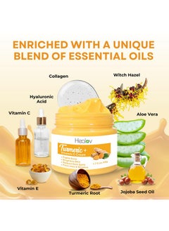Herblov Turmeric Face Cream For Face & Body - All Natural Turmeric Skin Brightening Lotion - Turmeric Cleanses Skin, Fights Acne, Evens Tone, Fades Scars, Sun Damage, & Age Spots - Pure Turmeric Cream Healing  - Image 3