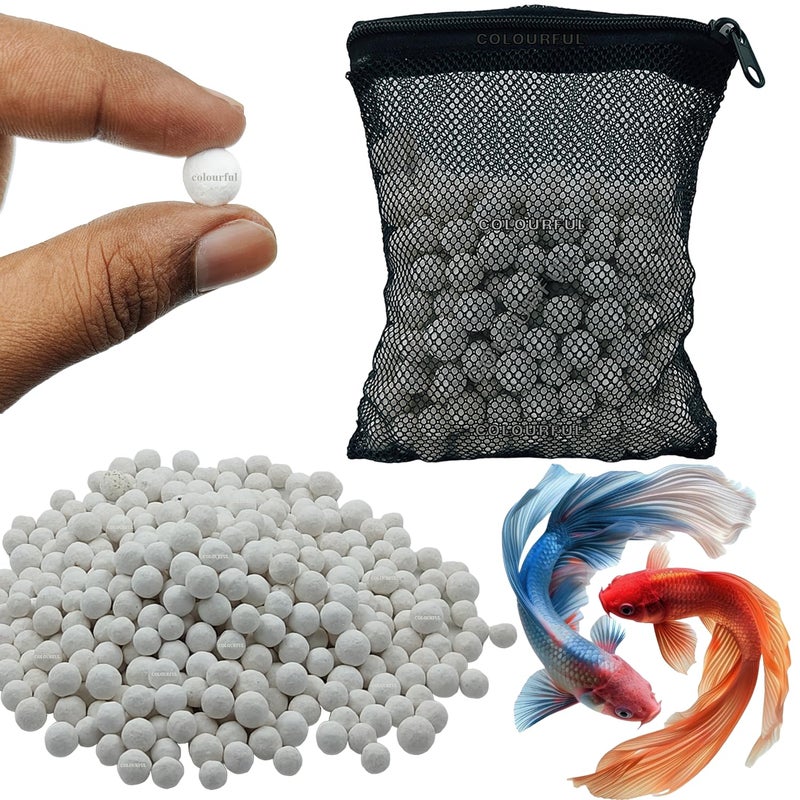 colourful - Aquarium Filter Media | Improved Water Quality and Healthy Fish Tanks (450g, Ceramic White Balls) - Image 1