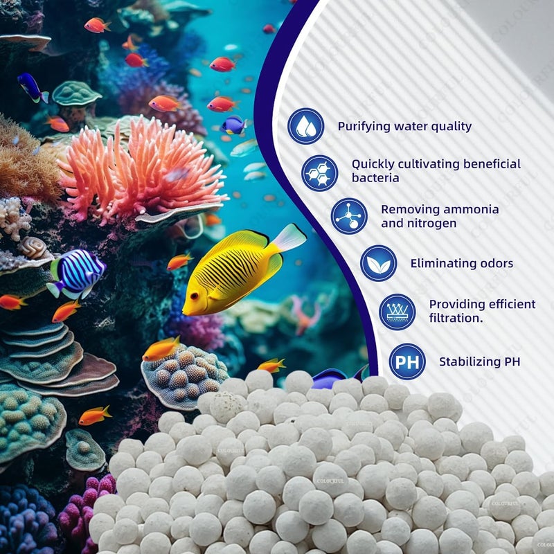 colourful - Aquarium Filter Media | Improved Water Quality and Healthy Fish Tanks (450g, Ceramic White Balls) - Image 3
