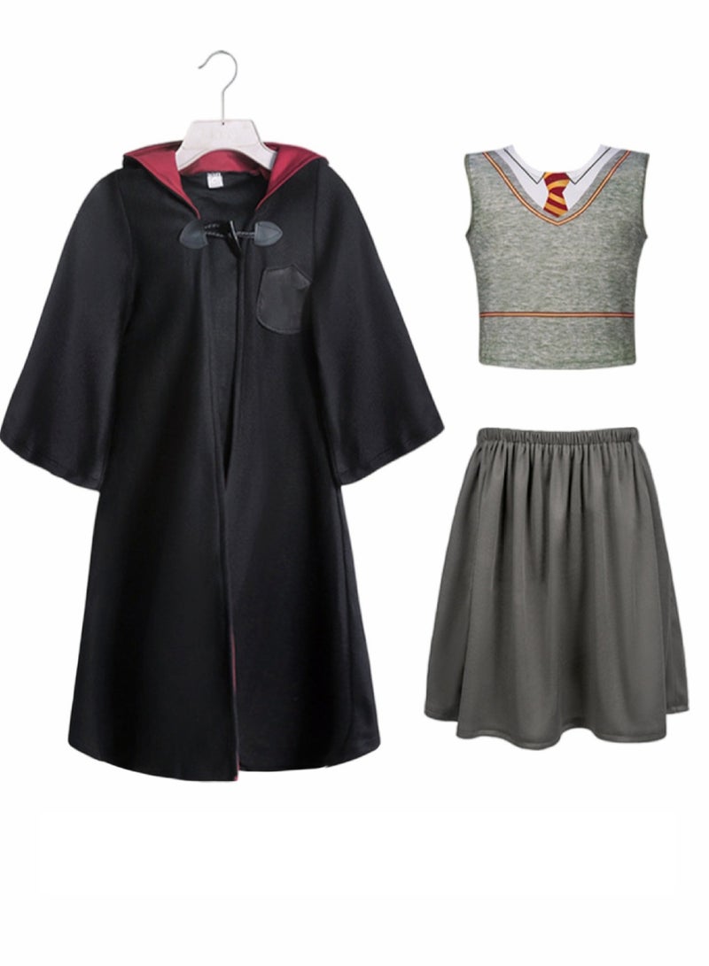 Girls' 3-piece Role-Playing Costume Set Costplay including Vest, Skirt, Cloak - Image 3