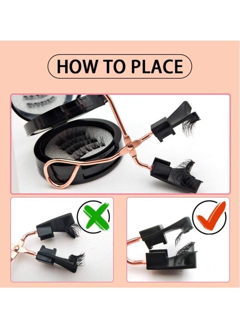 ليفقورا رموش مغناطيسية بدون تحديد العين - رموش مغناطيسية خفيفة قابلة لإعادة الاستخدام بتصميم طبيعي 3D مع 8 أزواج وملقط، لا حاجة للصمغ، سهلة الاستخدام (أسود) - Image 5