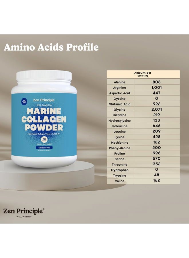 Zen Principle Marine Collagen Peptides Powder 1.5 lb. Wild-Caught Fish, Non-GMO. Supports Healthy Skin, Hair, Joints and Bones.Hydrolyzed Type 1 & 3 Protein. Amino Acids.Unflavored, Easy to Mix. - Image 3