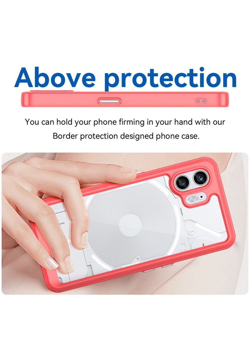 Nothing phone 2 Case Slim Drop Proof Phone Cover Protect from Drop Scratch Fingerprint Clear Acrylic Back TPU Bumper Thin Protective Protection Red/Clear - Image 4