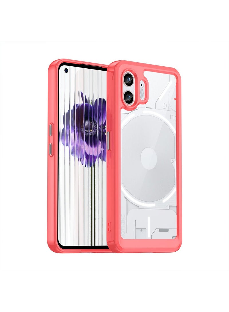 Nothing phone 2 Case Slim Drop Proof Phone Cover Protect from Drop Scratch Fingerprint Clear Acrylic Back TPU Bumper Thin Protective Protection Red/Clear - Image 1