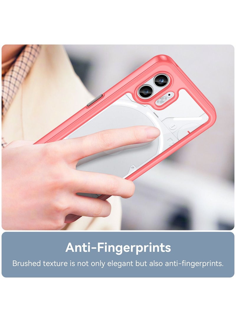Nothing phone 2 Case Slim Drop Proof Phone Cover Protect from Drop Scratch Fingerprint Clear Acrylic Back TPU Bumper Thin Protective Protection Red/Clear - Image 5