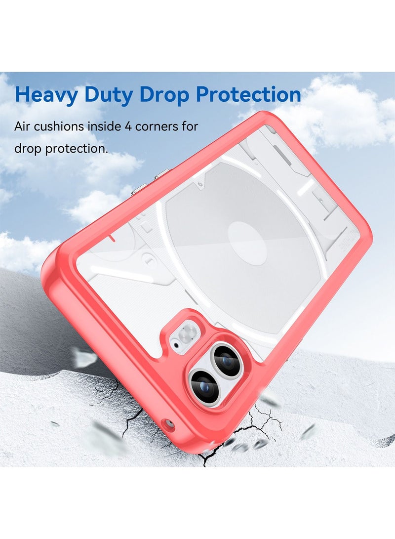 Nothing phone 2 Case Slim Drop Proof Phone Cover Protect from Drop Scratch Fingerprint Clear Acrylic Back TPU Bumper Thin Protective Protection Red/Clear - Image 3