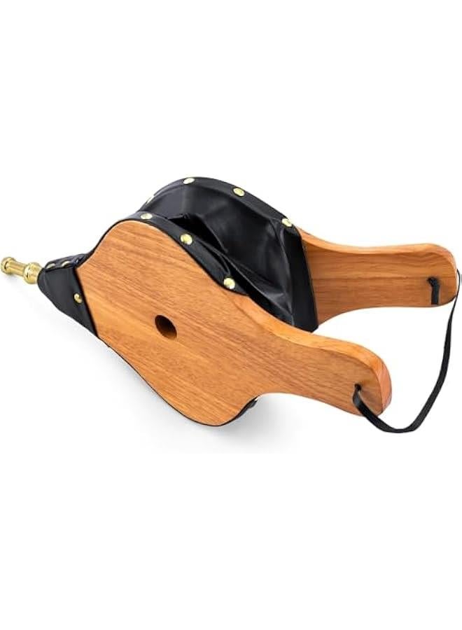 Arabest Amagabeli Fireplace Bellows 17x 7.5 Air Blower Cast Nozzle for Outdoor Camping BBQ Grill Chimney Hand Bellow Pump Pit Barbeque Fire Tools Accessories ( Wooden Color) - Image 1
