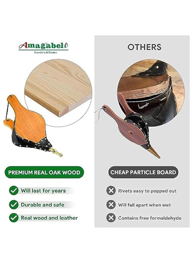 Arabest Amagabeli Fireplace Bellows 17x 7.5 Air Blower Cast Nozzle for Outdoor Camping BBQ Grill Chimney Hand Bellow Pump Pit Barbeque Fire Tools Accessories ( Wooden Color) - Image 2