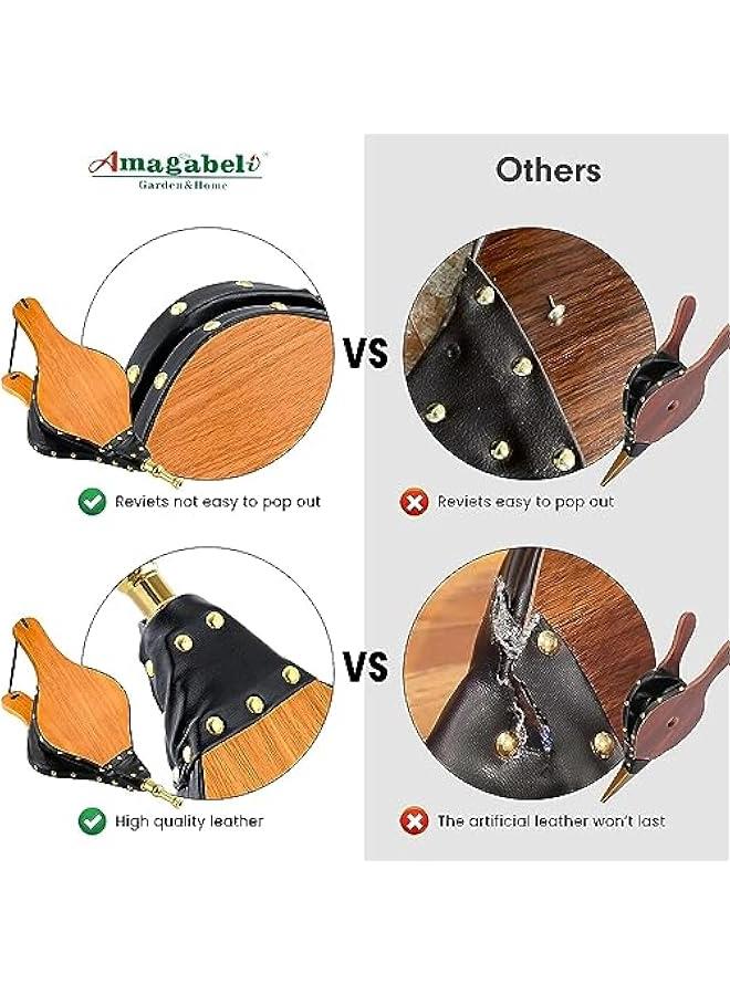 Arabest Amagabeli Fireplace Bellows 17x 7.5 Air Blower Cast Nozzle for Outdoor Camping BBQ Grill Chimney Hand Bellow Pump Pit Barbeque Fire Tools Accessories ( Wooden Color) - Image 3