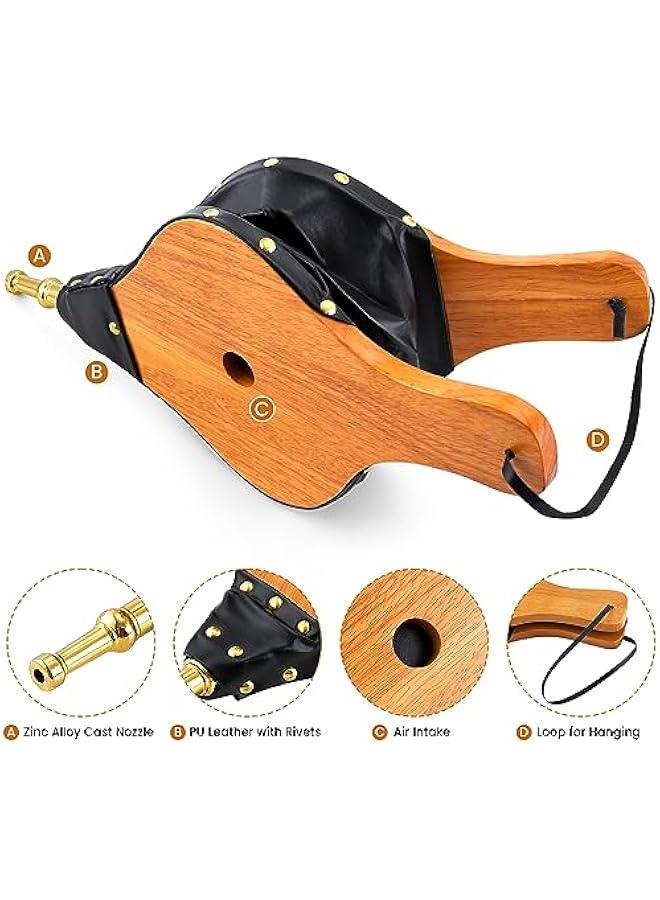 Arabest Amagabeli Fireplace Bellows 17x 7.5 Air Blower Cast Nozzle for Outdoor Camping BBQ Grill Chimney Hand Bellow Pump Pit Barbeque Fire Tools Accessories ( Wooden Color) - Image 5