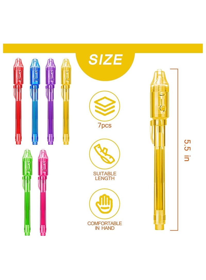 SYOSI قلم حبر غير مرئي مع ضوء UV 6 ألوان سري سحري قلم مختفي لرسالة نشاط ممتع ترفيه للأطفال هدايا حفلات - Image 2