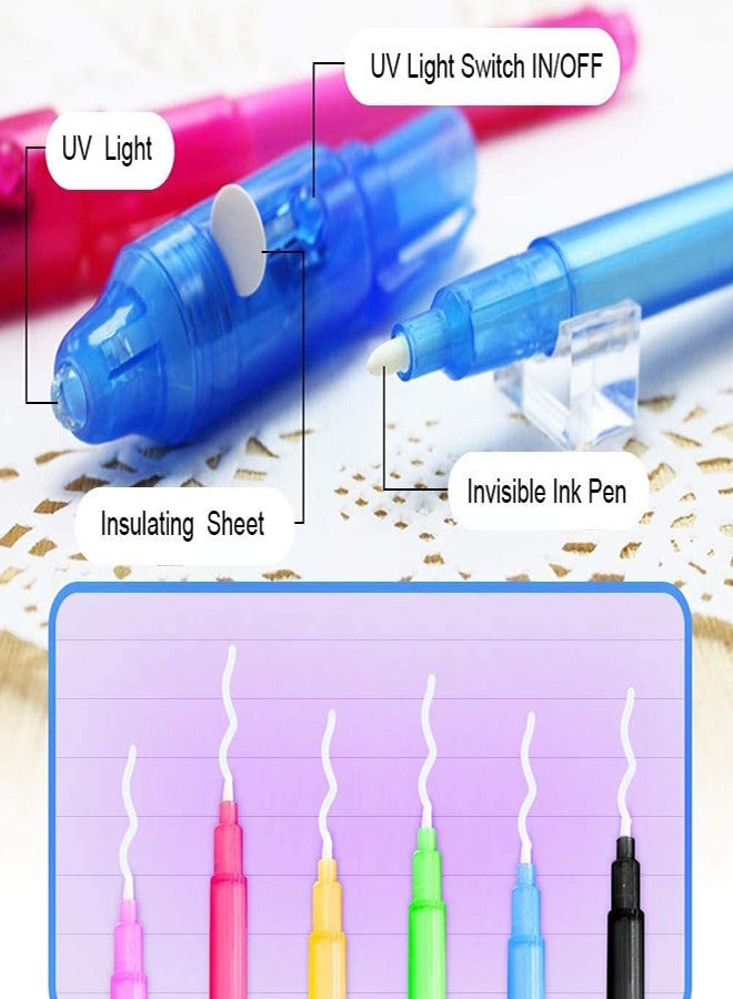 SYOSI قلم حبر غير مرئي مع ضوء UV 6 ألوان سري سحري قلم مختفي لرسالة نشاط ممتع ترفيه للأطفال هدايا حفلات - Image 3