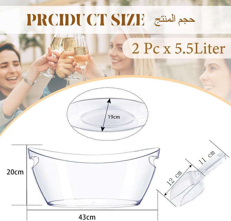Oasisgalore 5.5L Acrylic Ice Buckets for Parties - 4-Piece Set with Scoops - Image 2