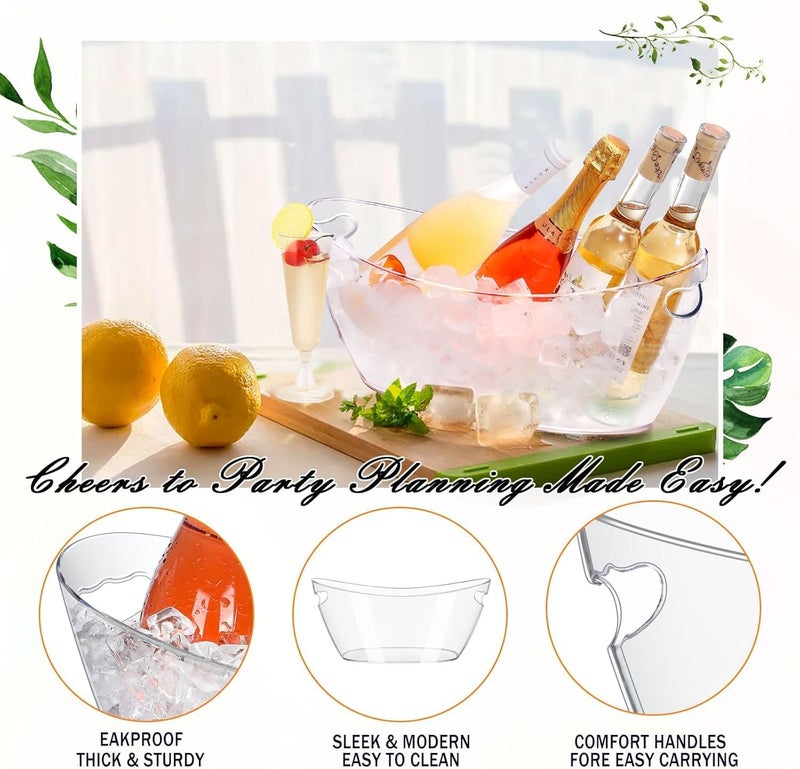 Oasisgalore 5.5L Acrylic Ice Buckets for Parties - 4-Piece Set with Scoops - Image 3