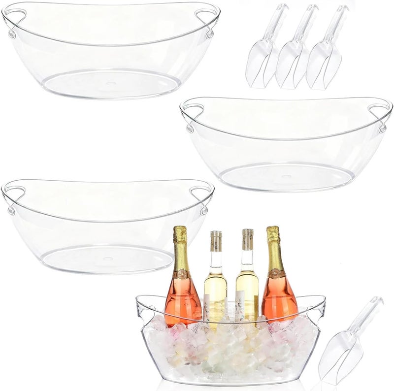 Oasisgalore 5.5L Acrylic Ice Buckets for Parties - 4-Piece Set with Scoops - Image 1