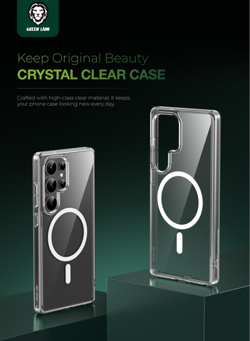 GREEN LION Galaxy S25 Ultra Magsafe Case Crystal Clear / Strong Magnets/ Comfortable Grip /Anti-Scratch / Drop Protection / Raised Edge / Precise Cutouts / Flexible Back Cover - Clear - Image 2