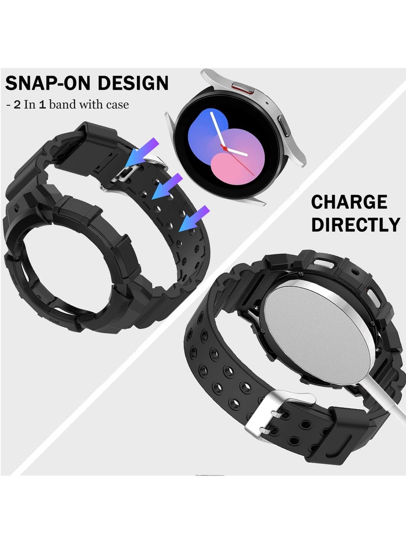 SYOSI Compatible for Samsung Galaxy Watch 4/5 Band with Anti-Scratches Case Shockproof Watch Band for Samsung Galaxy Watch 4/5 Sport TPU Watch Strap Band (44mm) - Image 3