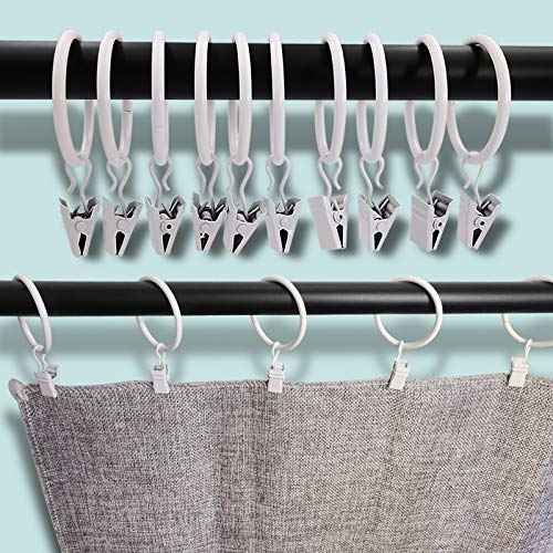 AMZSEVEN 40 Pack Metal Curtain Rings with Clips, Drapery Clips Hooks, Decorative Curtain Rod Clips 1.5 in Interior Diameter, Rustproof White - Image 5