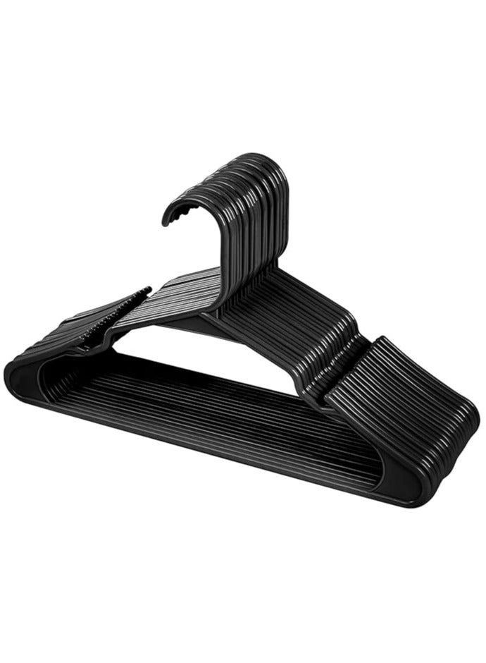 Master Gold 12 Pack 41cm Plastic Clothes Hangers | Heavy Duty and Durable Clothes and Coat Hangers | Lightweight Space Saving Clothes Hanger Standard Size Ideal for Everyday Use (Black) - Image 1