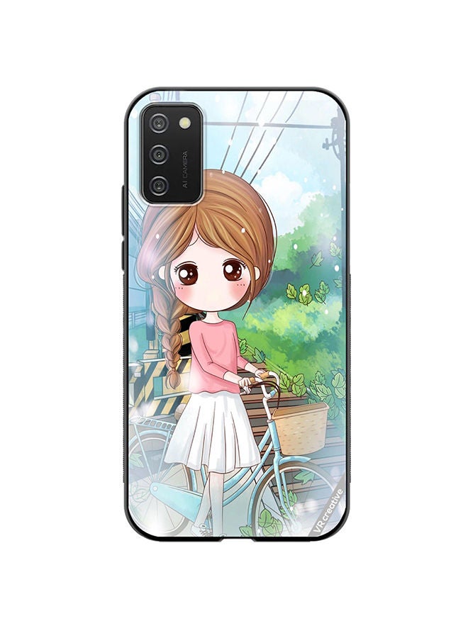VR CREATIVE Protective Case Cover For Samsung Galaxy A03s Girl With Cycle Design Multicolour - Image 1