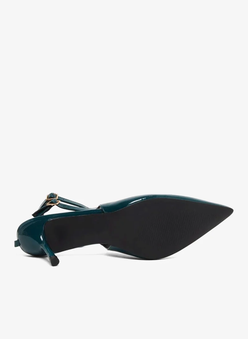 Styli  Dark Green Ankle Strap Stiletto Heel Sandals for Women | Best Price UAE