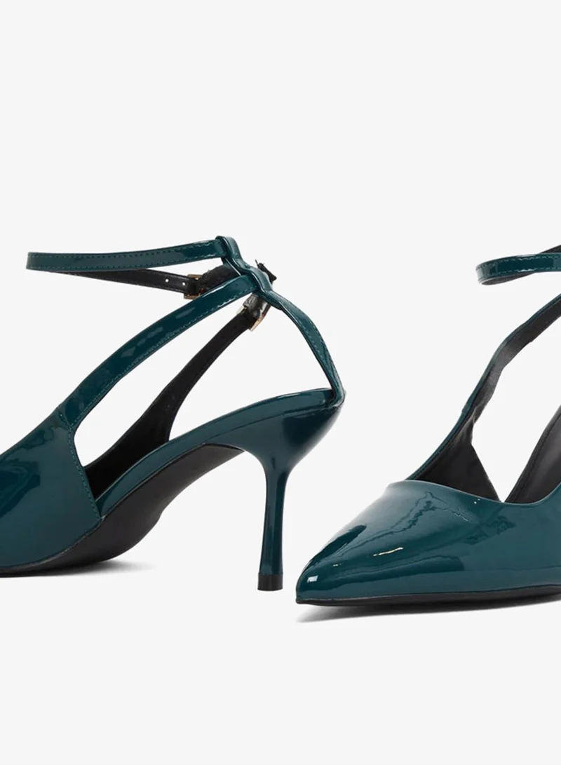 Styli  Dark Green Ankle Strap Stiletto Heel Sandals for Women | Best Price UAE