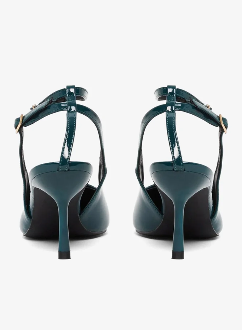 Styli  Dark Green Ankle Strap Stiletto Heel Sandals for Women | Best Price UAE