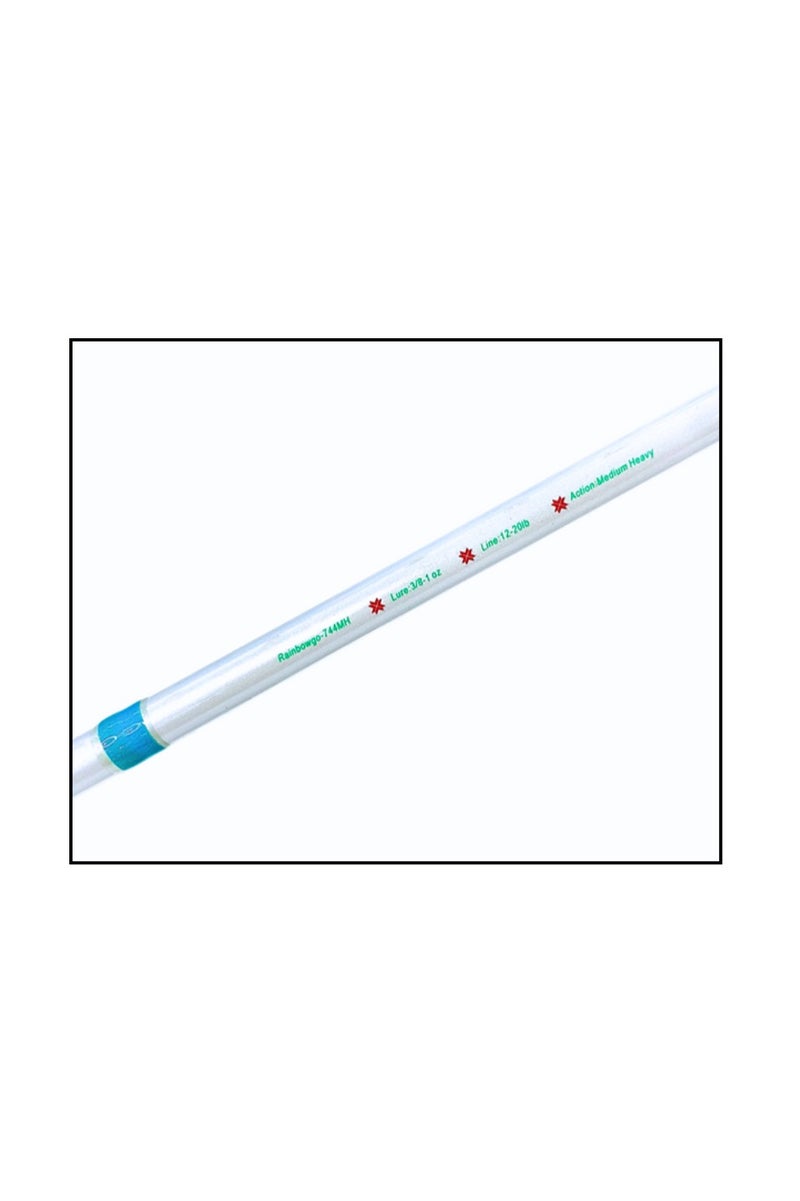 Oakura Rainbow 744MH Travel Spinning Rod 7.4ft Medium Heavy Action 4 Piece White Light Aqua Blue Lure 3/8-1oz Line 12 to 20lb Carbon Blank Cork Handle with Transparent Tube - Image 2
